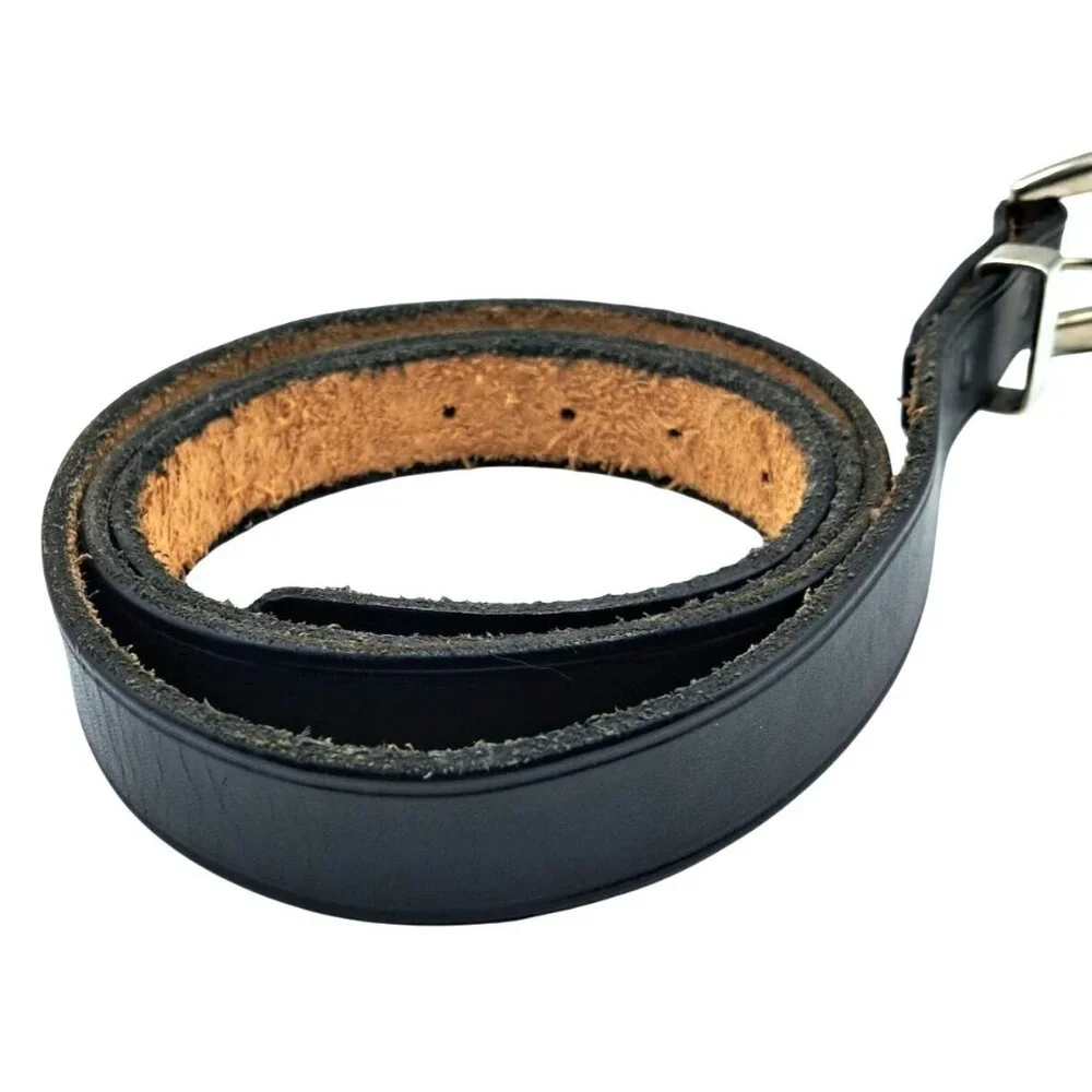 Vintage Orcas Leatherworks Black‎ Leather Belt Size 48 Embossed Orca Snap